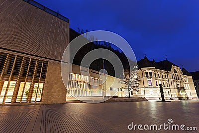 Parliament building seen evening time Stock Photo