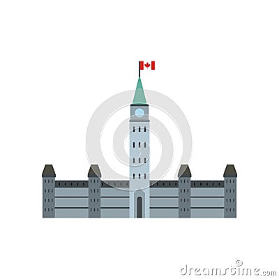 Parliament Buildings, Ottawa icon, flat style Vector Illustration