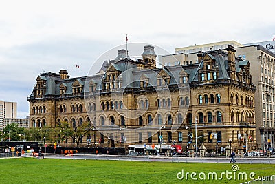 Parliament Hill, Ottawa, Rideau canal. Cloudy sky in Autumn city Editorial Stock Photo