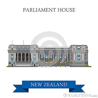 Parliament House Wellington New Zealand vector flat attraction Vector Illustration