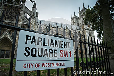 Parliament Square sign Editorial Stock Photo