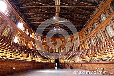 Parma, Italy, the Farnese theater detail, wood architecture Editorial Stock Photo