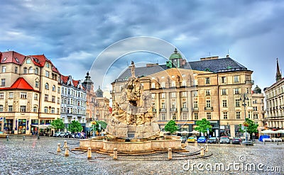 Parnas Fountain on Zerny trh square in the old town of Brno, Czech Republic Stock Photo