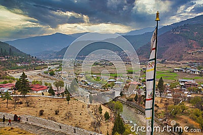 Paro river and valley, Bhutan Editorial Stock Photo