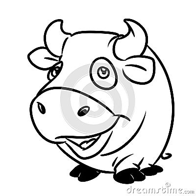 Parody little bull animal coloring page Cartoon Illustration