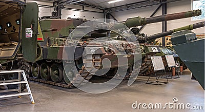 Parola, Finland - May 2, 2019: Tank Museum in the city of Parola. German tank Leopard 2 A 4 Editorial Stock Photo