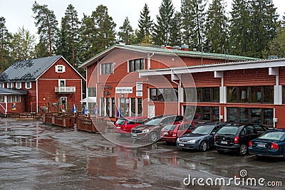 Parola, Finland - May 2, 2019: Tank Museum in the city of Parola. iew of the main office of the museum, ticket office and cafe Editorial Stock Photo