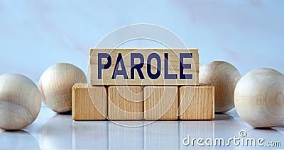 PAROLE - word on wooden cubes on a light background with balls Stock Photo