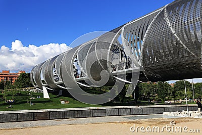 Parque de la Arganzuela, Bridge over the river Manzanares in Madrid, Spain Editorial Stock Photo