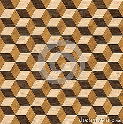 Parquet 3d cube seamless texture Stock Photo