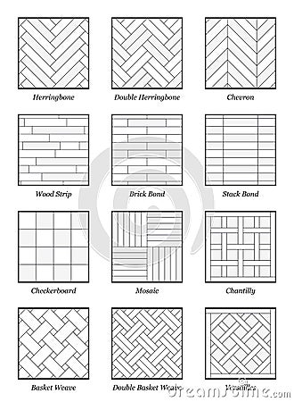 Parquet Patterns Collection Outline Illustration Vector Illustration