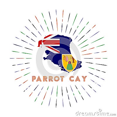 Parrot Cay sunburst badge. Vector Illustration