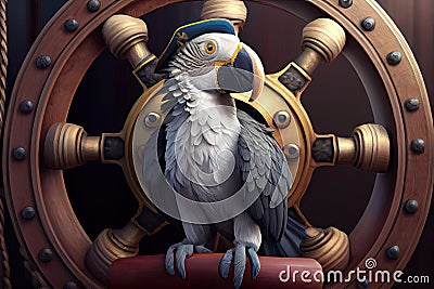 parrot dressed in a sailor uniform Cartoon Illustration