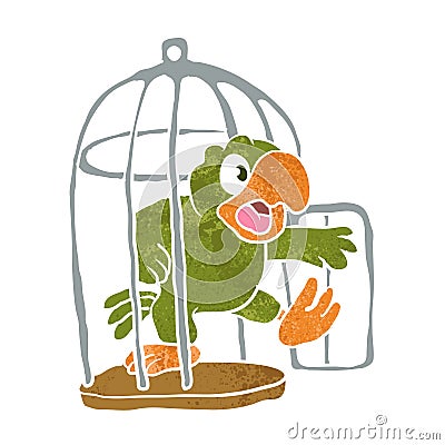 Parrot out of the cage Vector Illustration