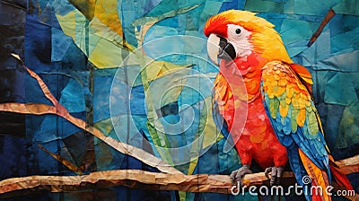 Colorful Parrot: A Vibrant Sculptural Paper Construction By Patrick Brown Stock Photo