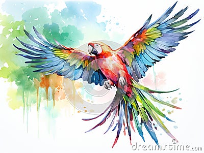 Parrot Watercolor Parrot illustration Tropical bird watercolor Made With Generative AI illustration Cartoon Illustration