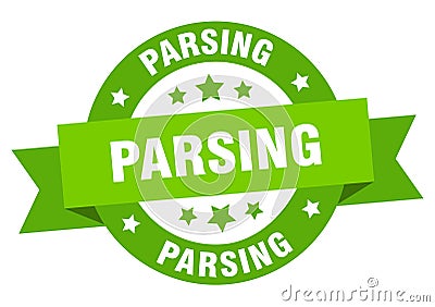 parsing round ribbon isolated label. parsing sign. Vector Illustration