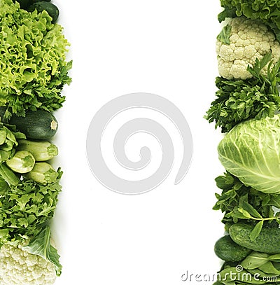 Parsley, spinach, cucumber, cauliflower, zucchini, arugula, cabbage, mint and lettuce. Stock Photo