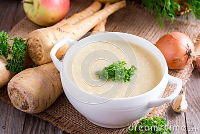 Parsnip cream soup Stock Photo