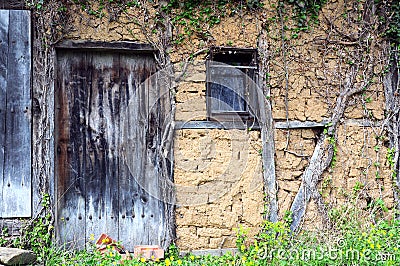 Part of Abandoned Overgrown House in Bulgaria Stock Photo