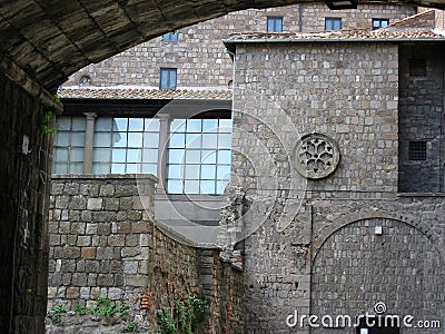 Ancient medieval building to Viterbo in Italy. Editorial Stock Photo