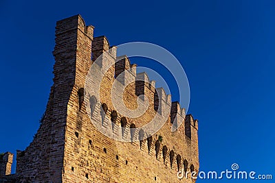 Part of the ancient walls of the medieval city of Fano Italy. Stock Photo