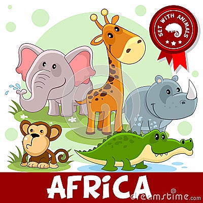 1 part. Animals of Africa. Vector Illustration