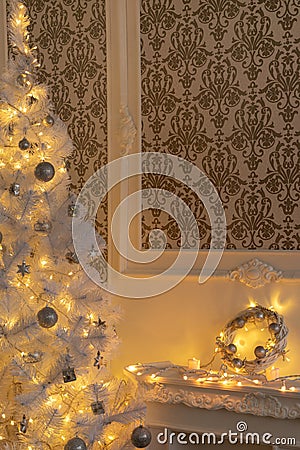 Part of the baroque christmas-style room. Stock Photo