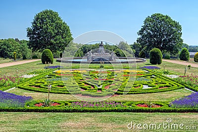 Garden and Flora Fountain at Witley Court, Worcestershire, England. Stock Photo