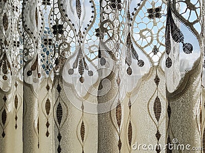 Part of beautifully draped curtain Stock Photo