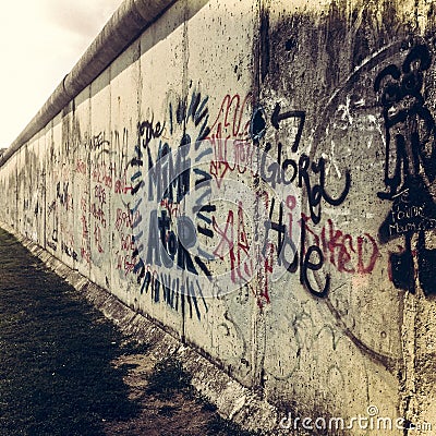 Part of Berlin Wall on Bernauer StraÃŸe, Mitte, Berlin, Germany Editorial Stock Photo