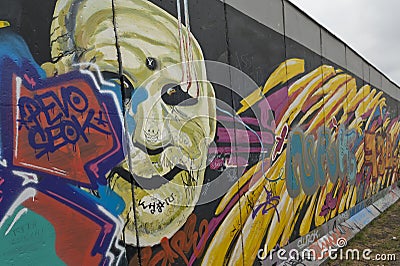 Part of Berlin Wall with graffiti Editorial Stock Photo