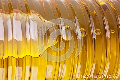 Part of bottle of sunflower oil Stock Photo