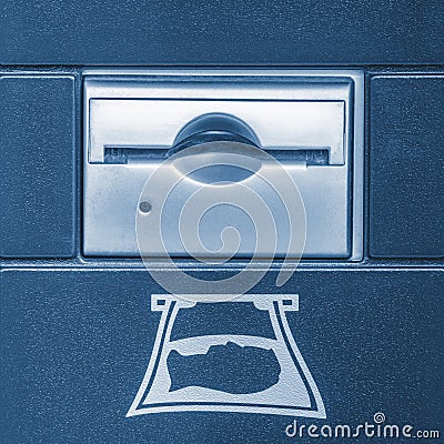 Part of the cash acceptor. Stock Photo