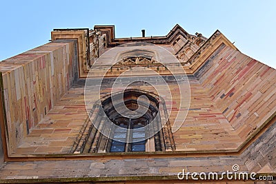 Part of the Cathedral in Colmar, France. Stock Photo