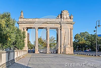 Part of the Charlottenburg Gate with Charlottenburg Bridge in Berlin, Germany Editorial Stock Photo
