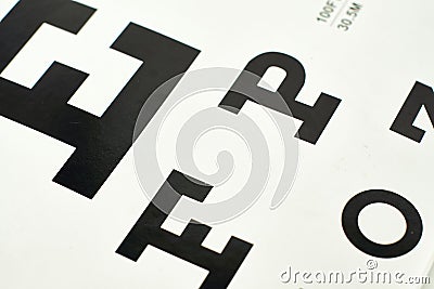 part of chart test, snellen chart background Stock Photo