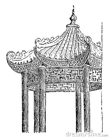 Part of a Chinese Pavilion, vintage illustration Vector Illustration