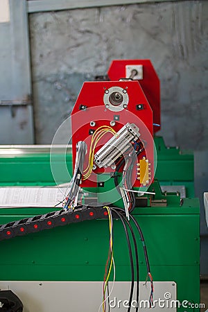 Part of the cnc milling machine with control panel in progress on machinery industry Stock Photo