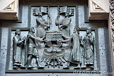 Part of door of St. Vitus Cathedral Stock Photo