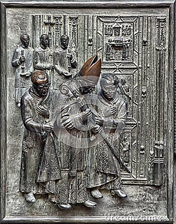 Part of door of St. Vitus Cathedral Stock Photo