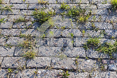 part of the embankment is made of stones and tiles Stock Photo