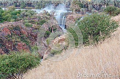 Part of the Epupa waterfalls after sunset Stock Photo