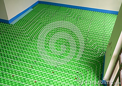 Part of floor heating system Stock Photo
