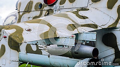 Part of the fuselage of a combat helicopter Editorial Stock Photo