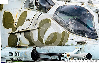 Part of the fuselage of a combat helicopter Editorial Stock Photo