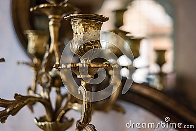 Part of gilded chandelier. Stock Photo