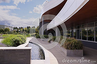 Part of the Google campus. Arrangement of the area surrounding the buildings. Kirkland Waschington US. August 2019 Editorial Stock Photo