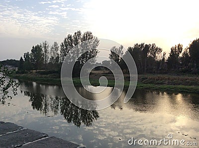 Part of Grand Canal of Sui and Tang Dynasties at Dusk Stock Photo