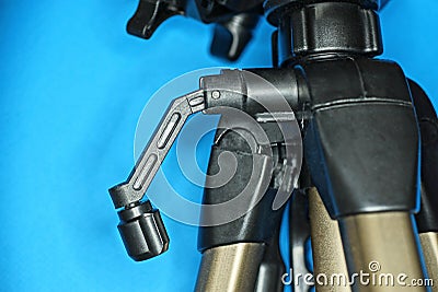 Part of a gray metal tripod Stock Photo